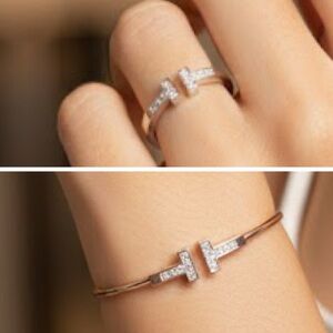 Size 6 1/2 Brand New!! Double bar ring and cuff bracelet bundle